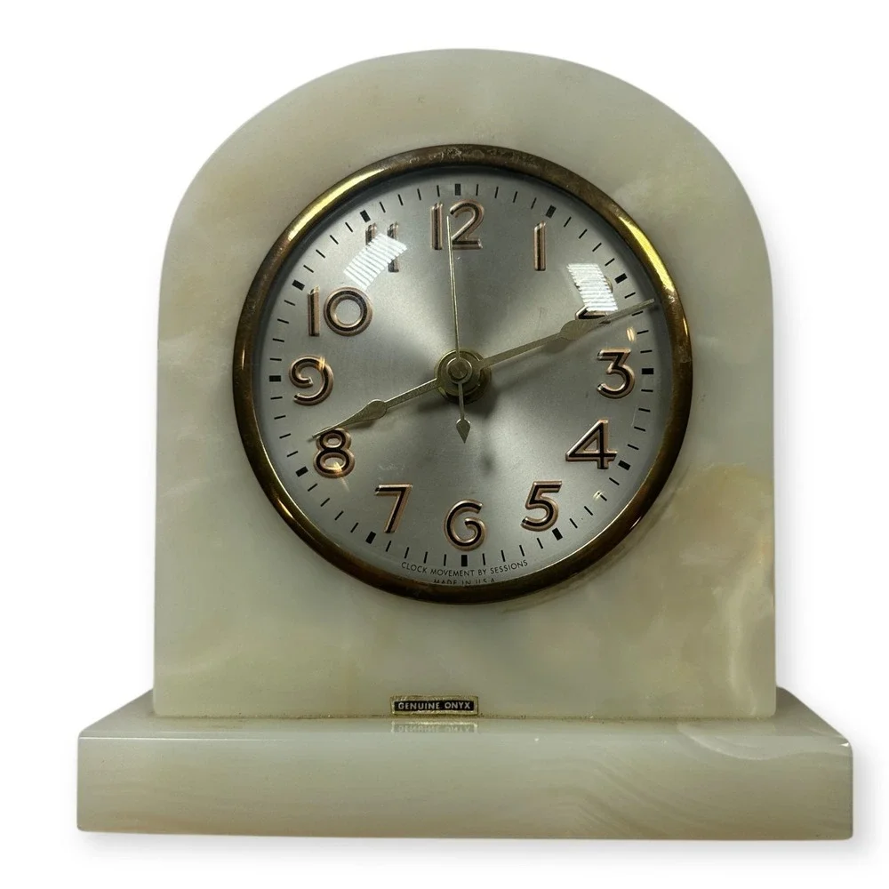 Vintage Made in USA Onyx Mantel Clock Movement‎ by Sessions  7